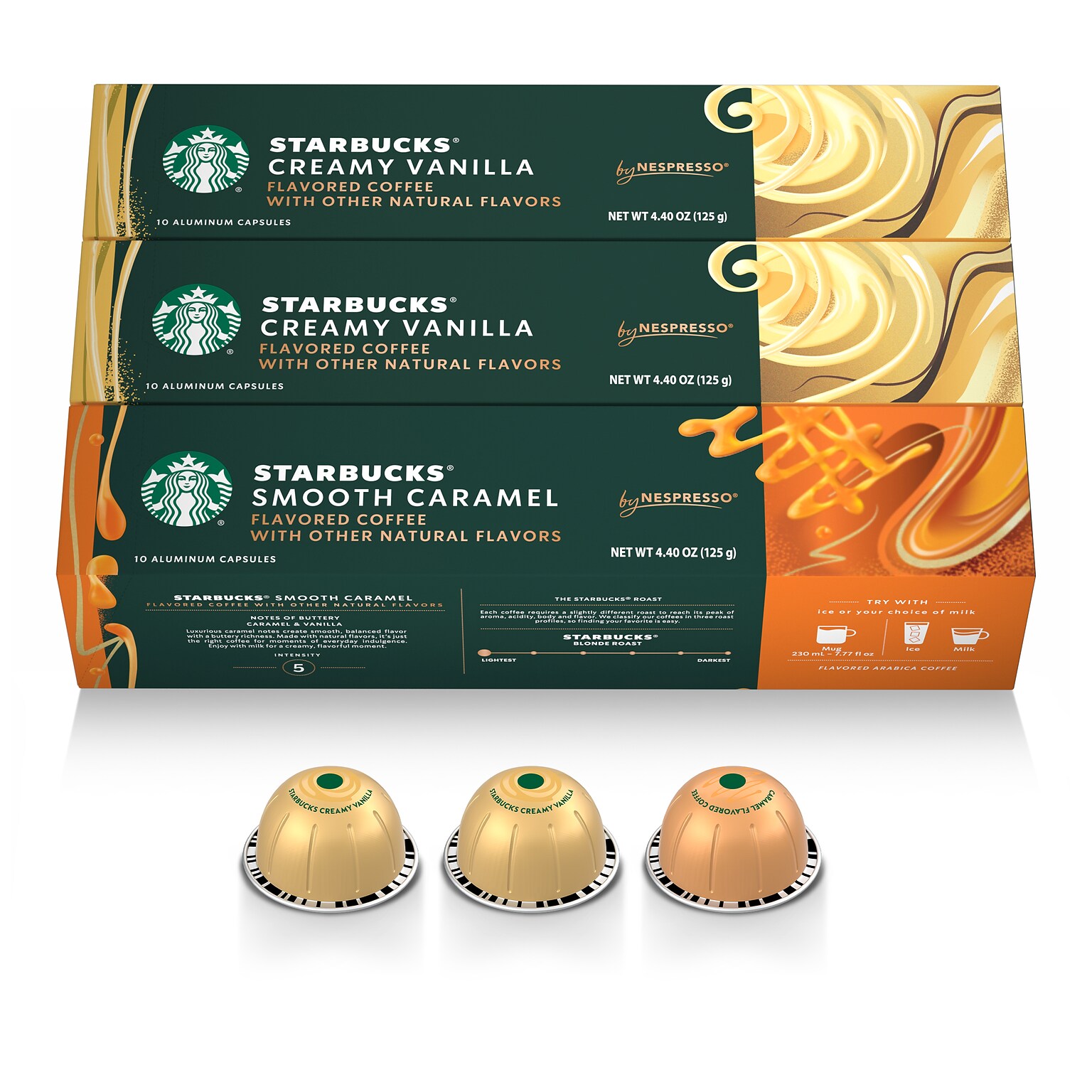Nespresso Starbucks Variety Pack Coffee Nespresso Vertuo Capsules, Light Roast, 30/Pack (163928)