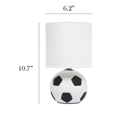 Simple Designs SportsLite Mini Soccer 10.7" LED Table Lamp, White/Black (LT2121-SCR)