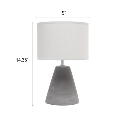 Creekwood Home Tapered Concrete 14.37" LED Table Lamp, Gray (CWT-1010-GY)