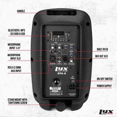 LyxPro 8 Inch Portable PA Speaker (LYXSPA8)