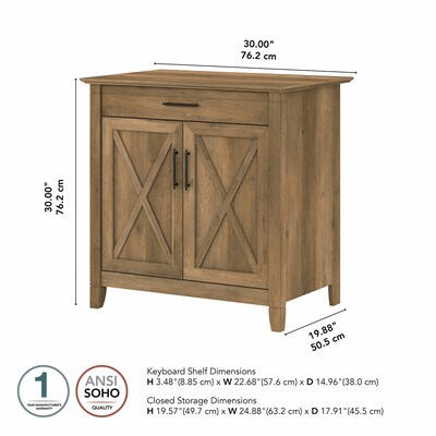 Bush Furniture Key West 30" Secretary Desk with Keyboard Tray, Reclaimed Pine (KWS132RCP-03)