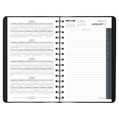 2027 AT-A-GLANCE My Day 5" x 8" Daily Appointment Book, Faux Leather Cover Black (70-207-05-27)