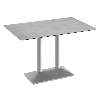 Flash Furniture Acadia Wooden Dining Table with Dual Column Base, 30D x 48W, Gray Faux Concrete/Silver Base (ST3048CGTB002S)