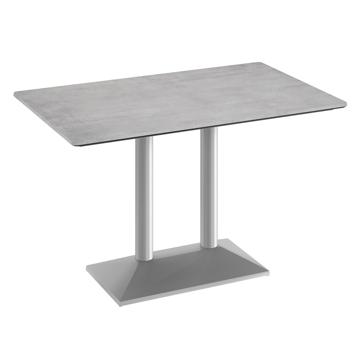 Flash Furniture Acadia Wooden Dining Table with Dual Column Base, 30D x 48W, Gray Faux Concrete/Silver Base (ST3048CGTB002S)