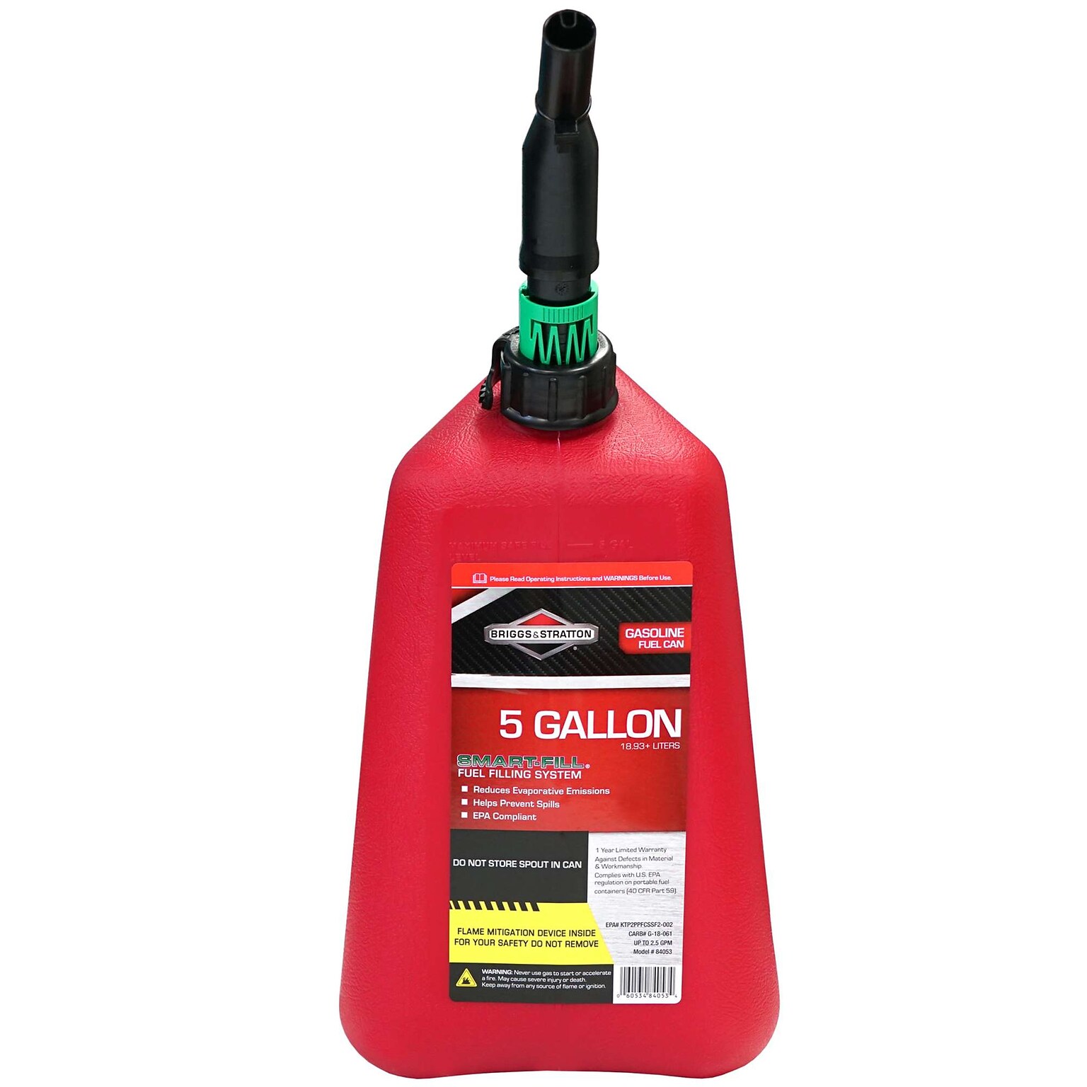 Briggs & Stratton FMD 5 Gallon Gas Can, Red, 90 Cans/Pallet (14013)