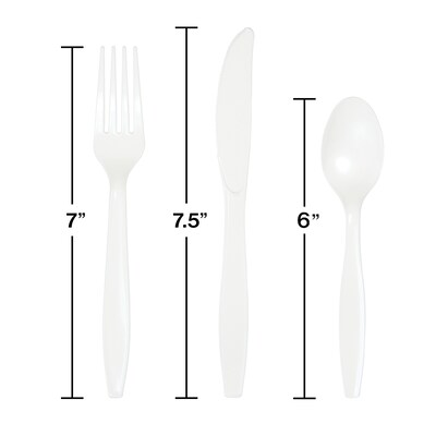 Touch of Color Plastic Assorted Cutlery, Heavy-Weight, White, 288 Pieces/Carton (010420)