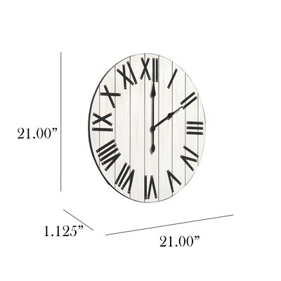 Elegant Designs Handsome 21 Rustic Farmhouse Wood Wall Clock, White Wash (HG2004-WWH)