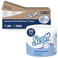 Scott Essential 2-Ply Standard Toilet Paper, White, 550 Sheets/Roll, 20 Rolls/Carton (13607)