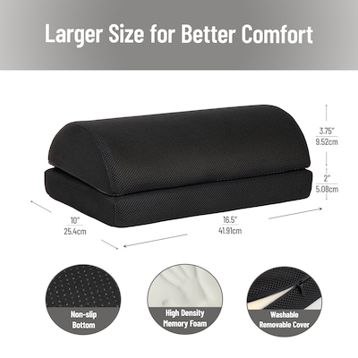 Mind Reader Adjustable Height Air-Cloud Memory Foam Footrest, Black (FTPLUSH-BLK)