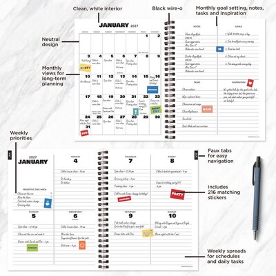 2027 TF Publishing Maxine 6.5" x 8"  Weekly & Monthly Standard Planner, Paperboard Cover, Multicolored (27-9230)