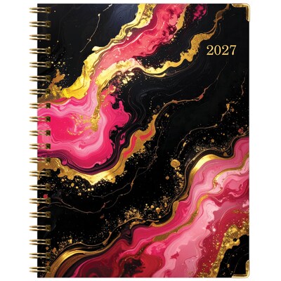 2027 Excello Brands 9" x 11" Weekly & Monthly Standard Planner, Paperboard Cover, Dark Gold Marble (FSHN-CY27-8511-55)