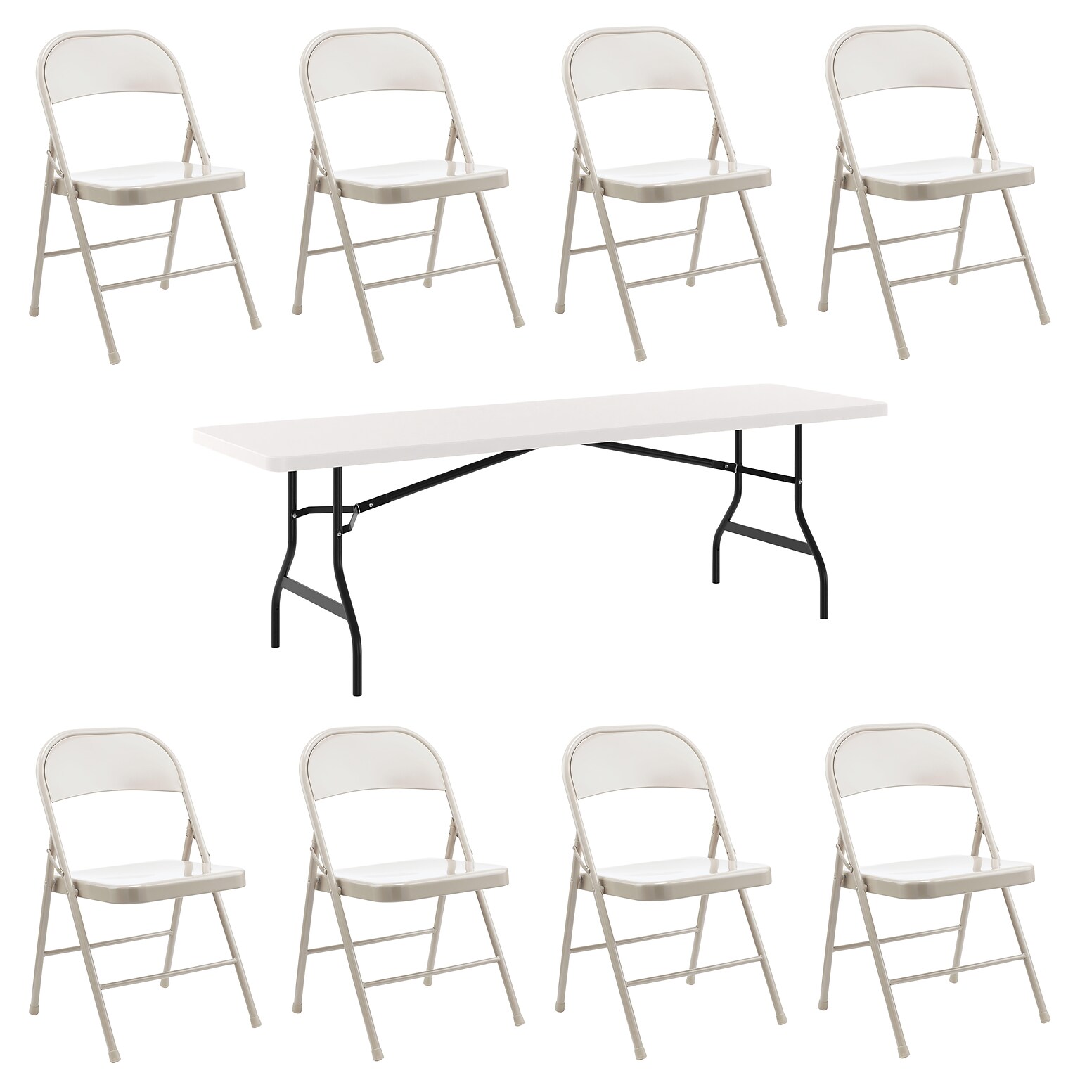 Quill Brand® Folding Chairs (8) and Folding Table (96L x 29W) Bundle