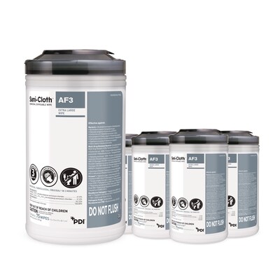PDI Sani-Cloth AF3 Disinfecting Wipes, 75 Wipes/Canister, 6 Canisters/Carton (P72584CT)