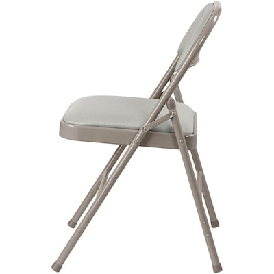 Lorell Fabric Padded Seat Folding Chairs, Steel Beige (LLR62533)