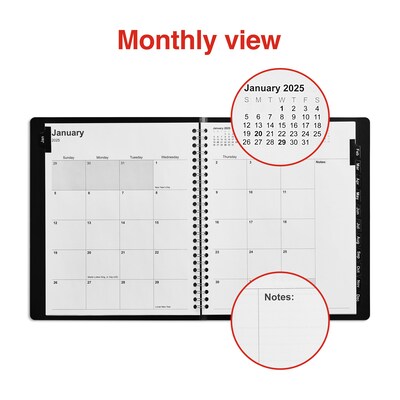 2025 Staples 7" x 9" Monthly Planner, Black (ST52183-25)