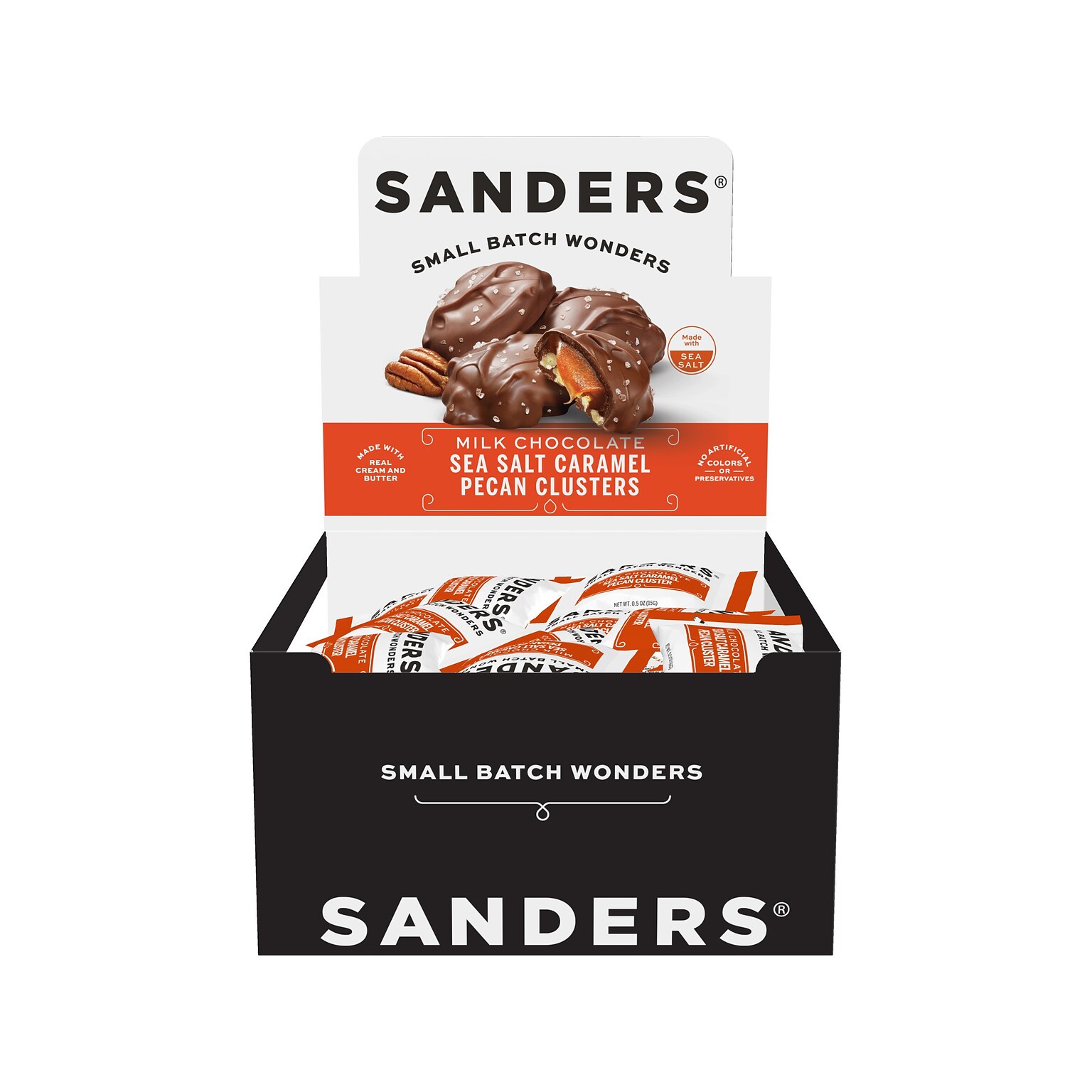 Sanders Small Batch Wonders Snack-Size Pecan Caramel Milk Chocolate Clusters, 24 oz., 48 Pieces/Box (27160)