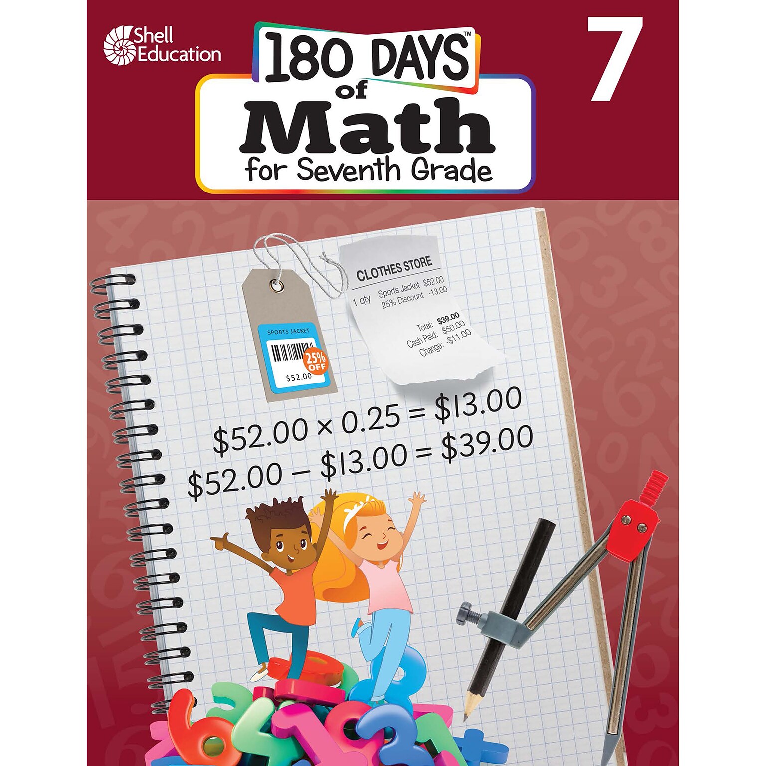 Shell Education 180 Days of Math for Seventh Grade Workbook
