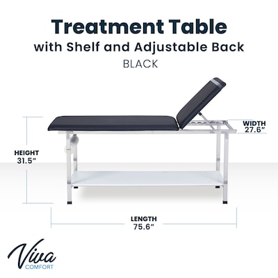 Viva Comfort Adjustable Exam Table, 440 lbs. Capacity, Black (ADI996-02-BLK-MK)