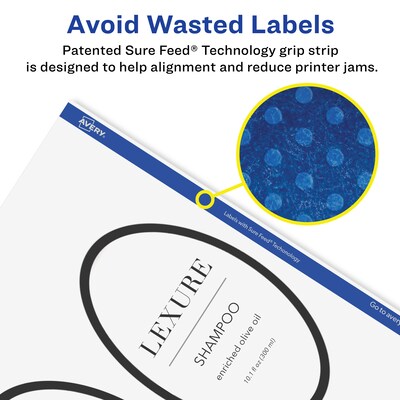 Avery Laser/Inkjet Multipurpose Oval Labels, 6" Dia, Glossy Clear, 50/Pack (94057)