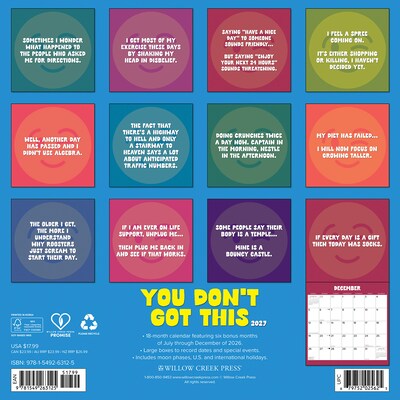 2027 Willow Creek You Dont Got This 12 x 12 Monthly Wall Calendar, Assorted Colors (63125)
