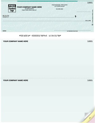 Custom Laser Top Checks, Lined, 1 Ply, 1 Color Printing, Standard Check Color, 8-1/2 x 11, 500/Pk