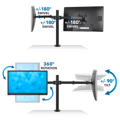 Mount-It! Adjustable Dual Monitor Arm Mount, Up To 32" Monitor, Black (MI-2752)