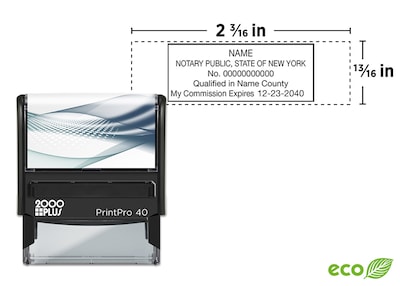 Custom 2000 Plus® PrintPro™ 40 Self-Inking Notary Stamp, 13/16 x 2-3/16
