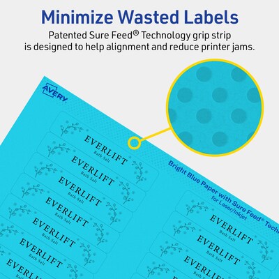 Avery Printable Rectangle Multipurpose Labels, 5/8" x 3", Bright Blue, 320/Pack (94214)
