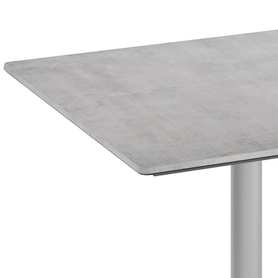 Flash Furniture Acadia Square Wooden Dining Table with X-Base, 36"D x 36"W, Gray Faux Concrete/Silver Base (STSQ36CGT3030S)