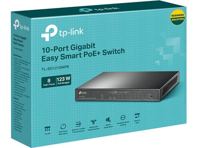 TP-LINK 10-Port Gigabit Ethernet PoE Smart Switch, Black (TL-SG1210MPE)