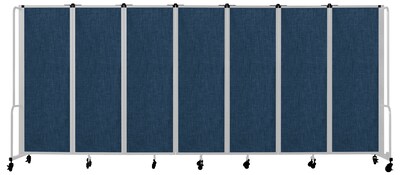 National Public Seating Robo Series 7-Panel Folding Mobile Room Divider, 72"H x 164"W, Blue Fabric (RDG6-7PT04)