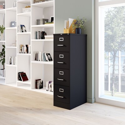 Quill Brand® 4-Drawer Vertical File Cabinet, Locking, Letter, Black, 22"D (22337D)