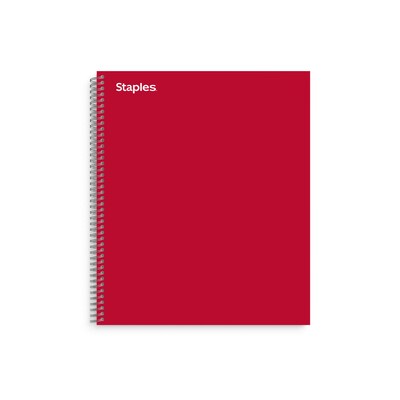 Staples® Premium 3-Subject Subject Notebooks, 8.5" x 11", College Ruled, 150 Sheets, Red (TR58361M-CC)