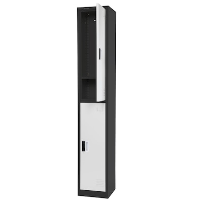 AdirOffice 72"H 2-Tier Black/White Storage Locker (ADI629-202-B-W-DL)