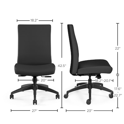 Union & Scale™ Workplace2.0™ Task Chair Upholstered, Armless, Iron Ore Fabric, Synchro Tilt (54166)