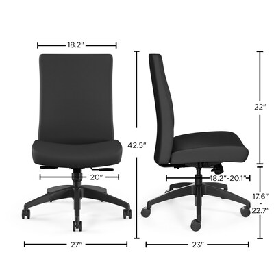 Union & Scale™ Workplace2.0™ Task Chair Upholstered, Armless, Iron Ore Fabric, Synchro Tilt (54166)