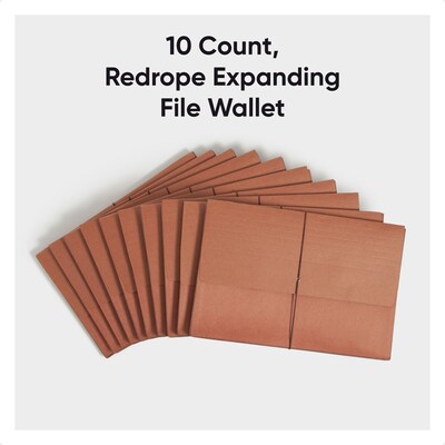 Smead® Expanding Wallets, 5-1/4 Expansion, Flap & Elastic Cord Closure, Legal, Redrope, 10/Bx (71111)