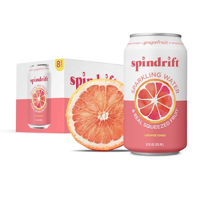 Spindrift Grapefruit Flavored Sparkling  Water, 12 oz., 24 Cans/Carton (0-4108-0003)
