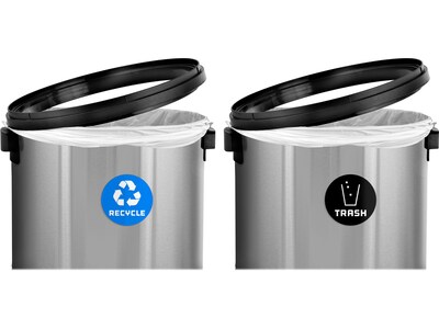 Alpine Dual-Stream Trash/Recycling Station, 34-Gallon, Stainless Steel (ALP470-65L-1-R-T)