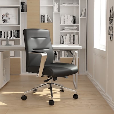 Boss Office Products Ergonomic Vinyl Swivel Conference Chair, Black (B8886AL-AMBK)