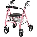 Medline® Rollator with 8 Wheels; Pink, Breast Cancer Awareness