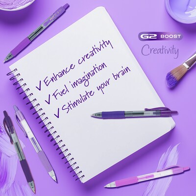 Pilot G2 Purples Retractable Gel Pen, Fine Point, 0.7mm, Assorted Ink, 5/Pack (XPO32001)