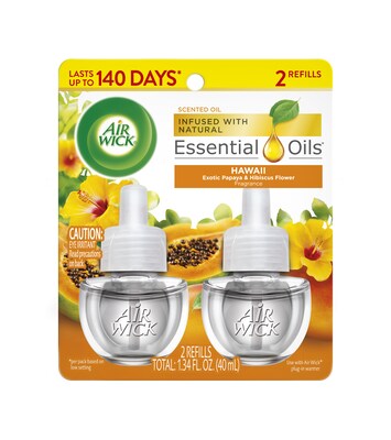 Air Wick Scented Oil, Hawaii Exotic Papaya/Hibiscus Flower, 0.67 oz., 2/Pack (6233885175)
