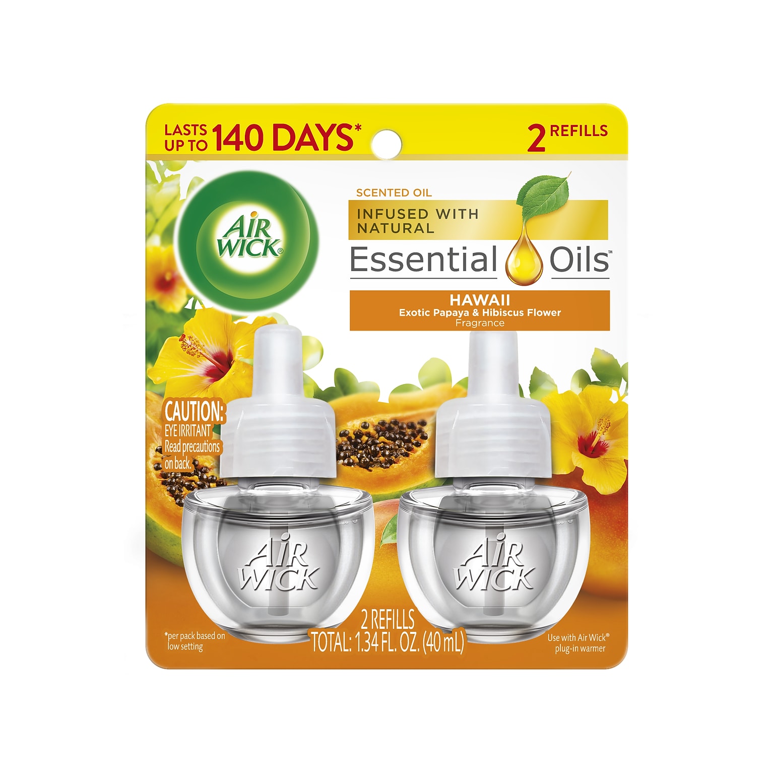 Air Wick Scented Oil, Hawaii Exotic Papaya/Hibiscus Flower, 0.67 oz., 2/Pack (6233885175)
