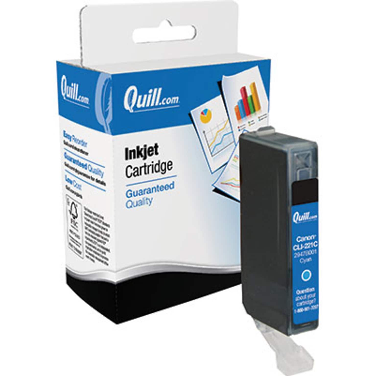 Quill Brand Remanufactured Ink Cartridge Comparable to Canon® CLI-221C Cyan (100% Satisfaction Guaranteed)