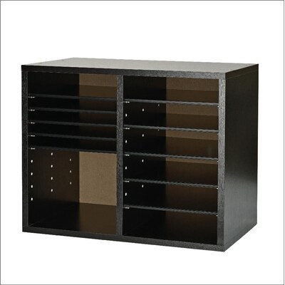 AdirOffice 500 Series 12 Compartment Literature Organizers, 20" x 11.8", Black, 2/Pack (500-12-BLK-2PK)