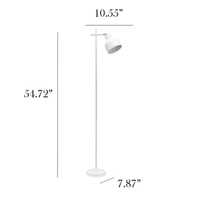 Simple Designs Sleek Essentials 54.72" Metal Floor Lamp with Round Shade, White (LF1051-WHT)