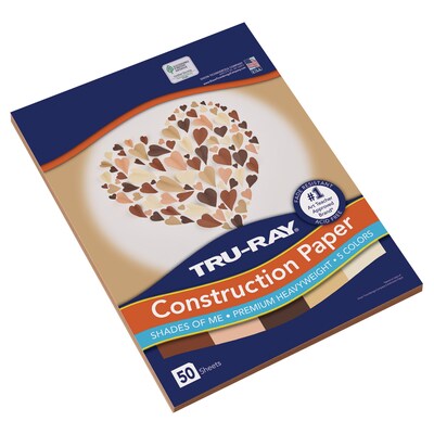 Tru-Ray Shades of Me 9" x 12" Construction Paper, Assorted Colors, 50 Sheets/Pack, 5 Packs/Bundle (PAC102949-5)