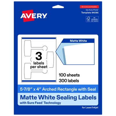 Avery Laser/Inkjet Sealing Labels, 5-7/8 x 4, Matte White, 300 Labels/Box (19479370750)