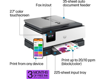 HP OfficeJet Pro 8135e Wireless All-in-One Color Inkjet Printer Scanner Copier, Best for Home Office